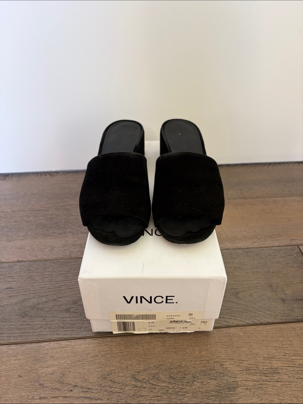 Vince Black Suede Open-Toe Slide Sandals